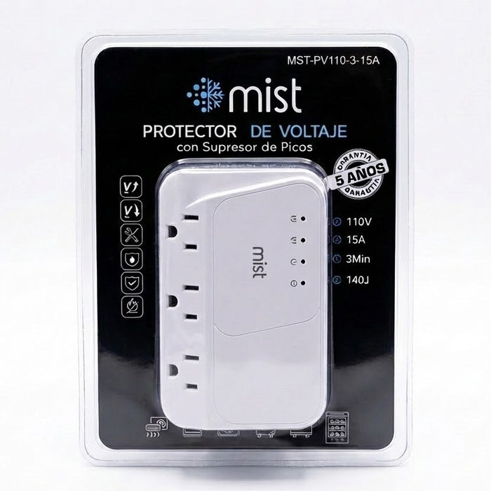 Protector de Voltaje Triple 140V USB y TYPE C Mist MST-PV110.3-15A