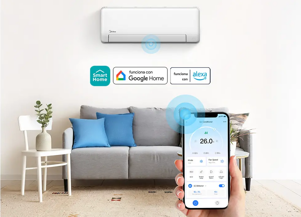Aire Acondicionado MiniSplit Midea All Easy Pro Inverter 12000 BTU Solo Frío 220V Msepb-12crfn8-Qd3w