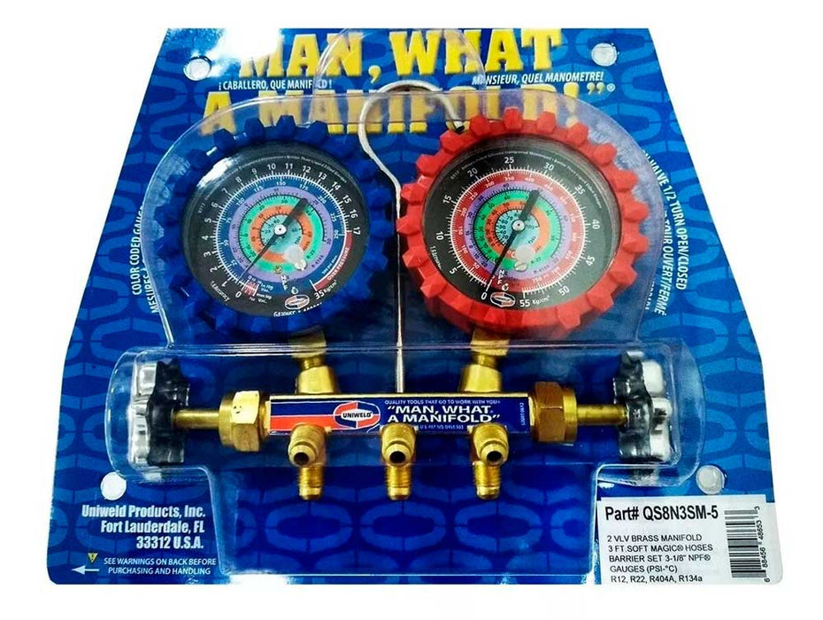 Juego De Manómetros Uniweld R410/R134/R22/R404 Qs8n3sm-5